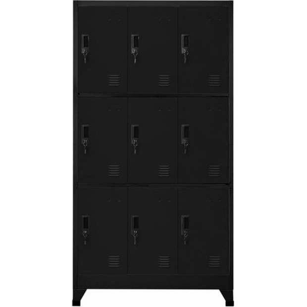 "The Living Store Lockerkast Opbergkast - 90x45x180cm - Zwart Staal"