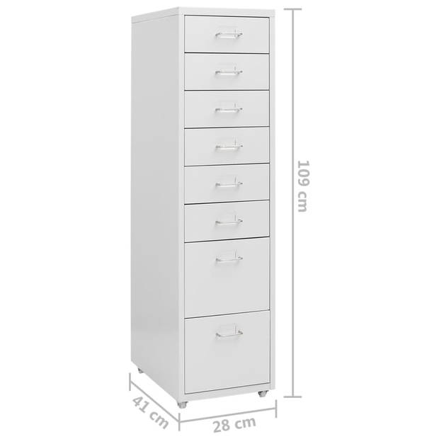 The Living Store Archiefkast - 8 lades - 28x41x109 cm - Grijs