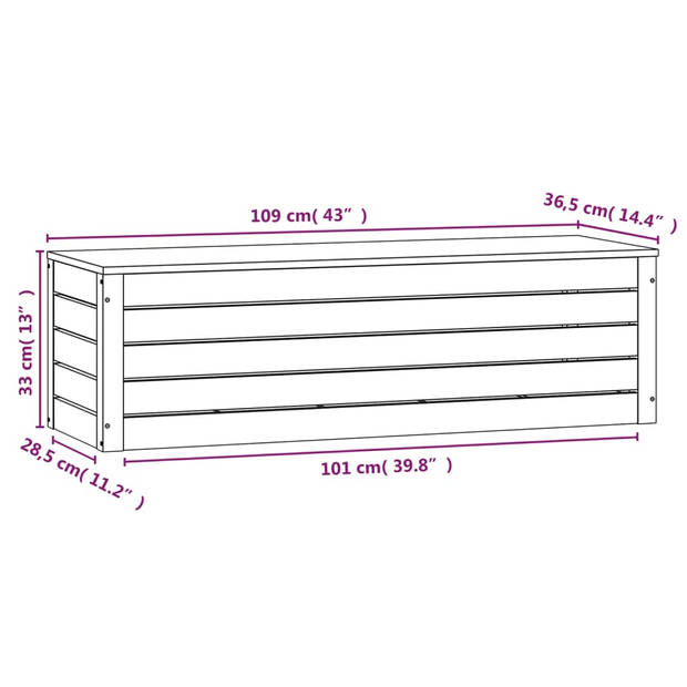 The Living Store Opbergdoos - Grenenhout - 109 x 36.5 x 33 cm - Wit