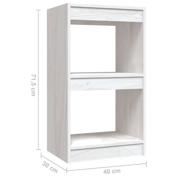 vidaXL Boekenkast 40x30x71,5 cm massief grenenhout wit