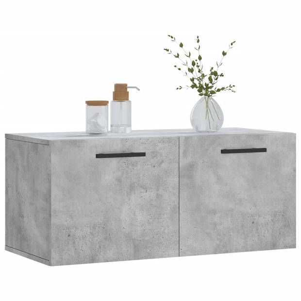 The Living Store Wandkast Betongrijs - Wandkast - Meubel - 80 x 36.5 x 35 cm - Bewerkt hout