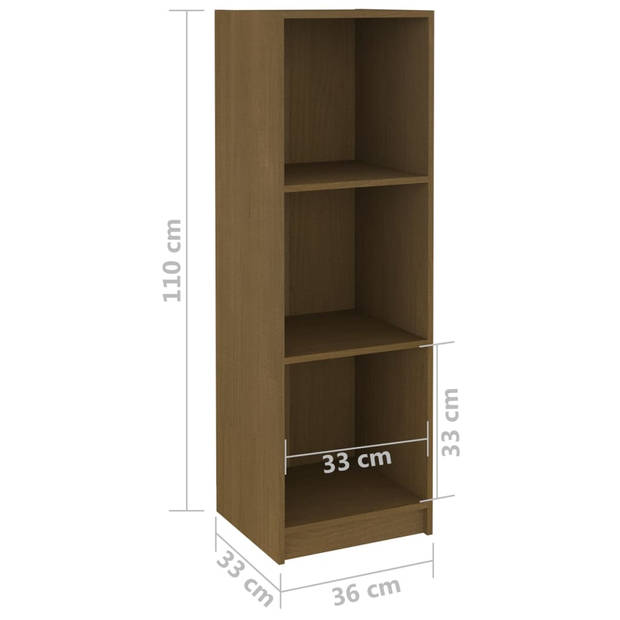 The Living Store Boekenkast - 36 x 33 x 110 cm - Massief grenenhout - Honingbruin