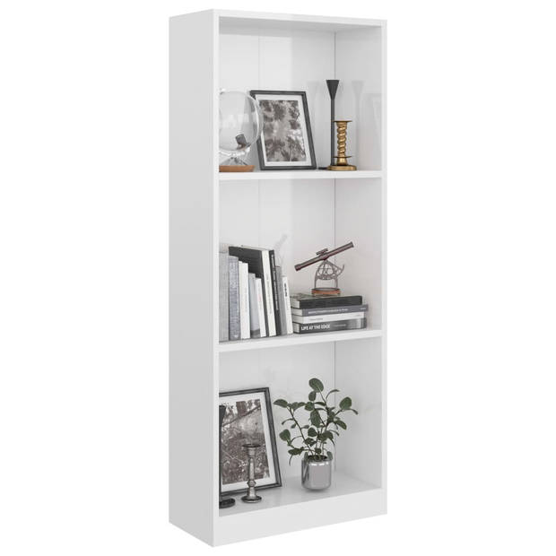 The Living Store Boekenkast - Hoge boekenkast - Hoogglans wit - 40 x 24 x 108 cm