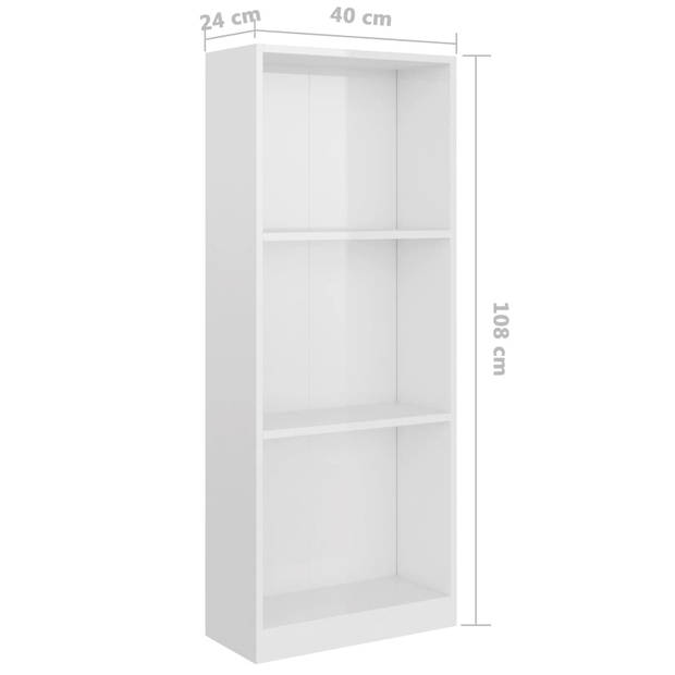 The Living Store Boekenkast - Hoge boekenkast - Hoogglans wit - 40 x 24 x 108 cm