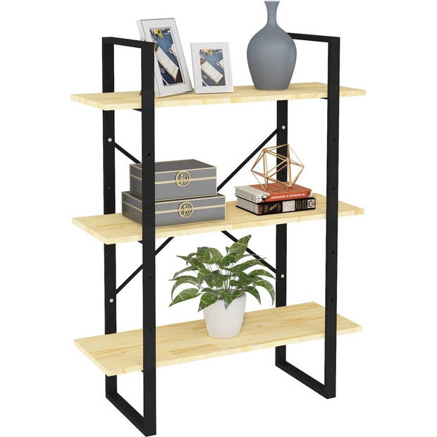 The Living Store Boekenkast Industrieel - 80 x 30 x 105 cm - Massief Grenenhout