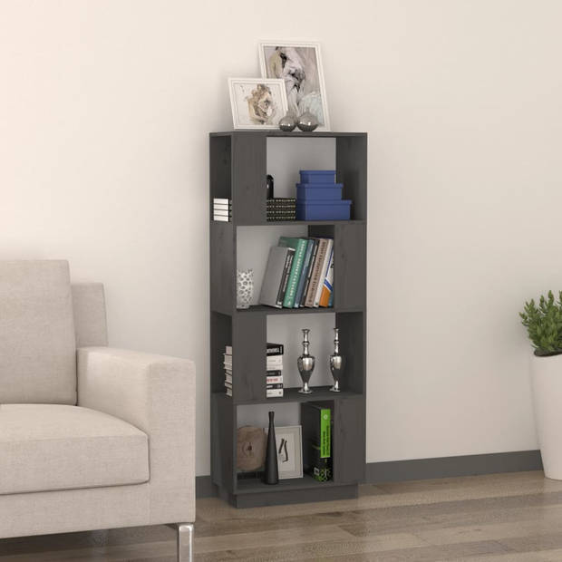 vidaXL Boekenkast/kamerscherm 51x25x132 cm massief grenenhout grijs