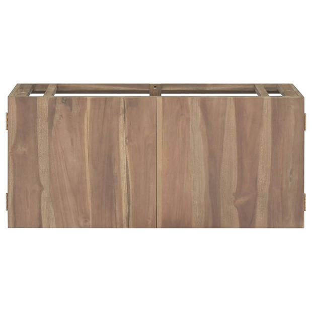 The Living Store Badkamerwandkast 90x39x40 cm massief teakhout - Kast