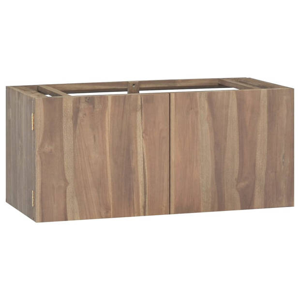 The Living Store Badkamerwandkast 90x39x40 cm massief teakhout - Kast