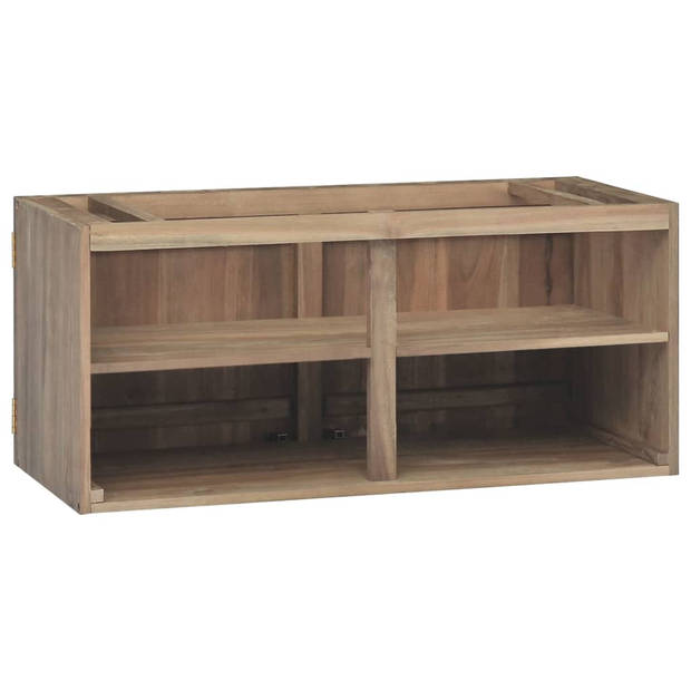 The Living Store Badkamerwandkast 90x39x40 cm massief teakhout - Kast