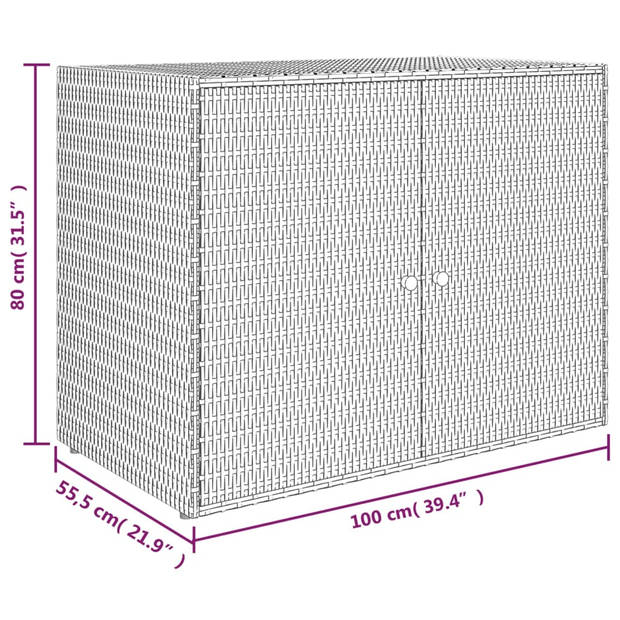 The Living Store Tuinkast XYZ - Tuinopslag - 100x55.5x80 cm - Duurzaam poly rattan