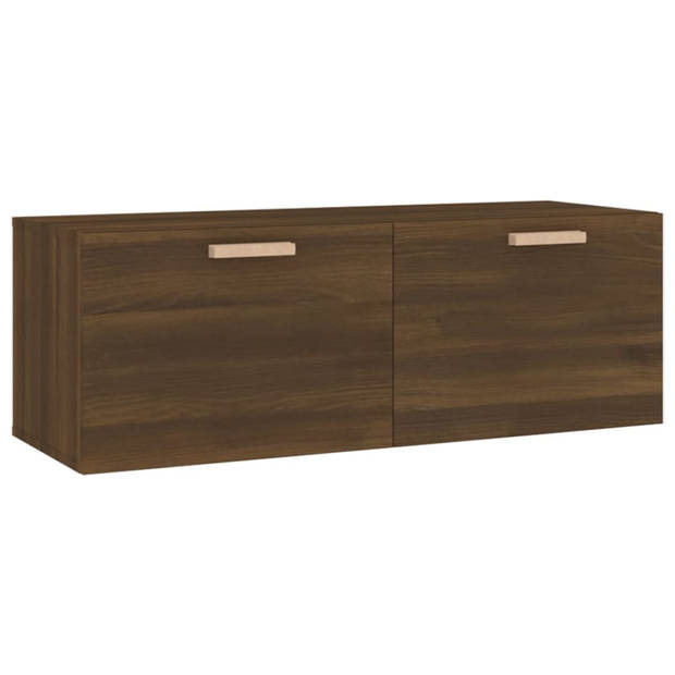 The Living Store Wandkast - Bruineiken - 100 x 36.5 x 35 cm - 2 lades