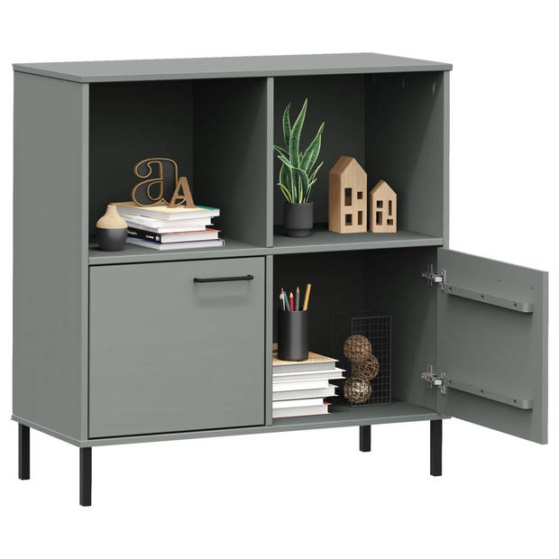 vidaXL Boekenkast met metalen poten OSLO 90x35x90,5 cm hout grijs