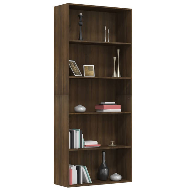 The Living Store Boekenkast 80x30x189 cm bewerkt hout bruineikenkleurig - Kast