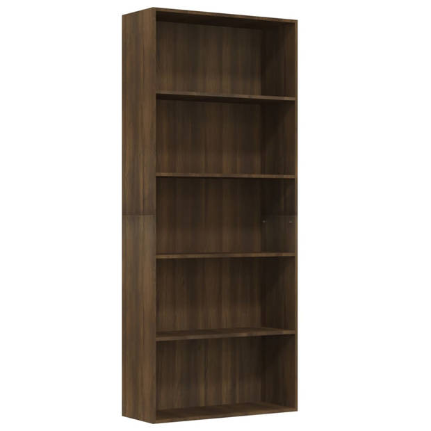 The Living Store Boekenkast 80x30x189 cm bewerkt hout bruineikenkleurig - Kast