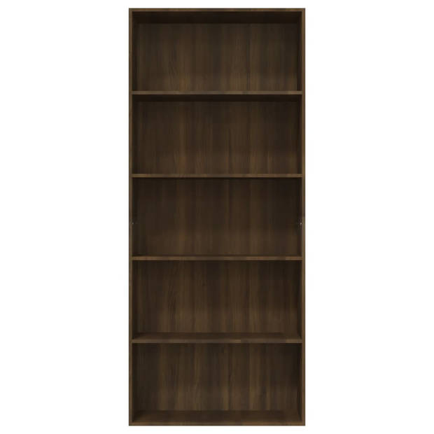 The Living Store Boekenkast 80x30x189 cm bewerkt hout bruineikenkleurig - Kast