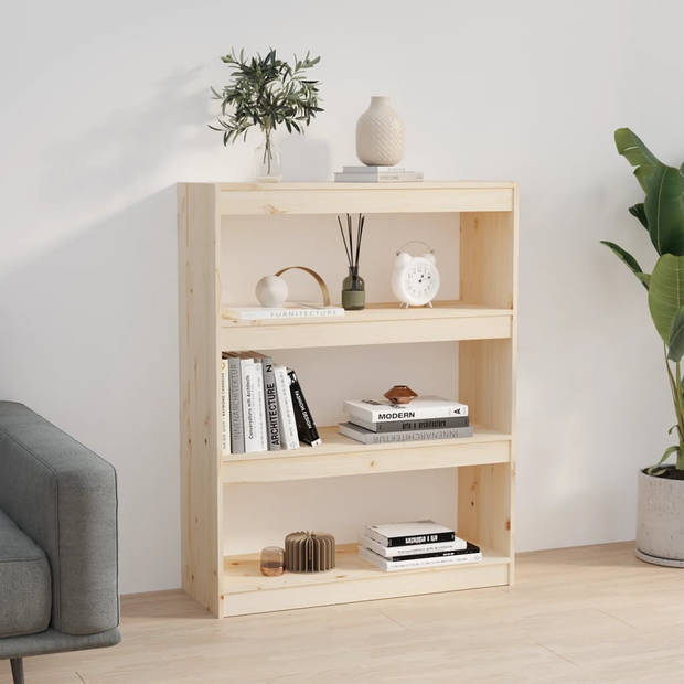 The Living Store Boekenkast Grenenhout - 80 x 30 x 103.5 cm - Opbergkast met 3 vakken