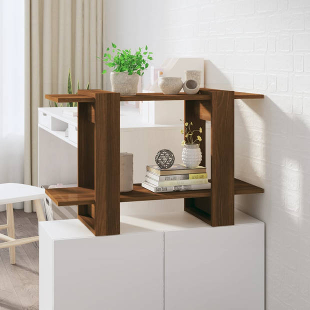 The Living Store Boekenkast Bruineiken Bewerkt Hout - 80x30x51 cm - Strak Ontwerp