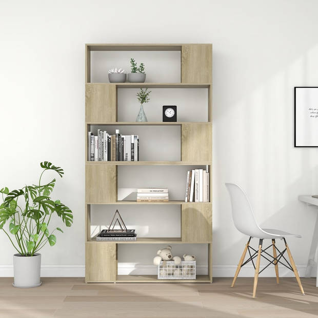 The Living Store Boekenkast Kamerverdeler - 100 x 24 x 188 cm - Sonoma eiken