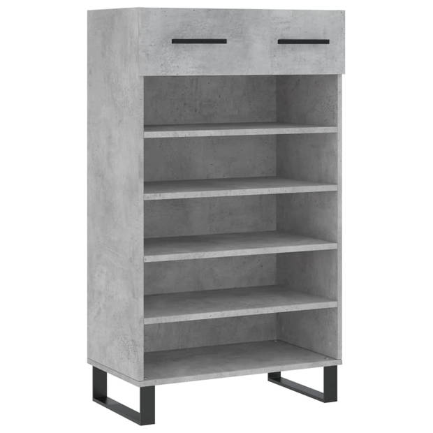 The Living Store Schoenenkast - Betongrijs 60 x 35 x 105 cm - Duurzaam bewerkt hout en ijzer