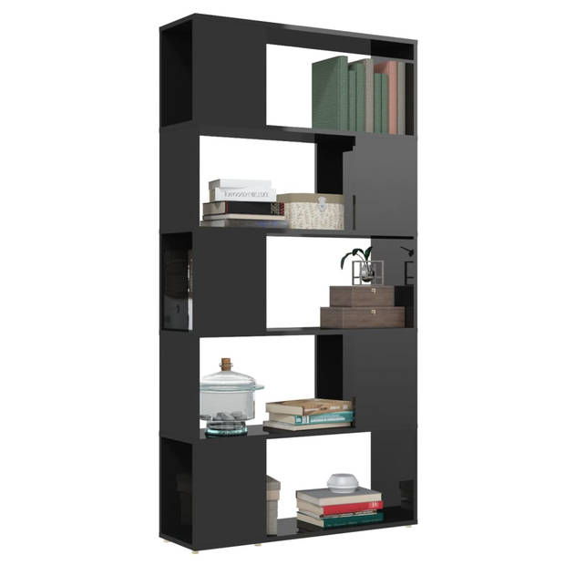 The Living Store Boekenkast Kamerscherm - 80 x 24 x 155 cm - Hoogglans zwart