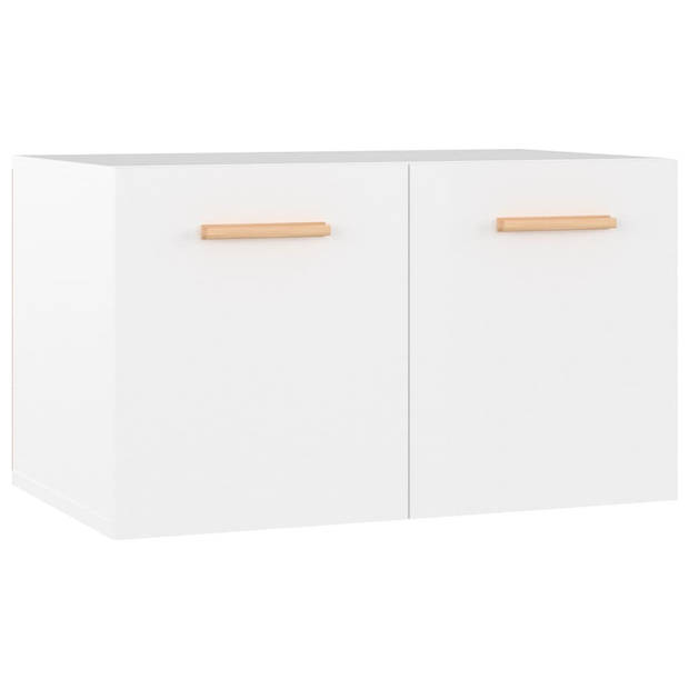 The Living Store Wandkast - Hoogglans wit - 60x36.5x35cm - bewerkt hout