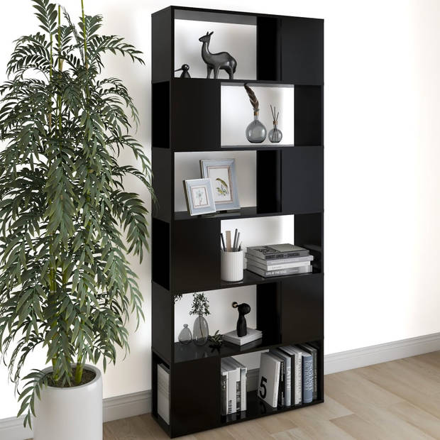 The Living Store Boekenkast/kamerscherm 80x24x186 cm spaanplaat zwart - Kast