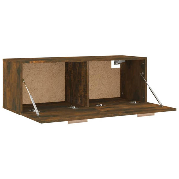 The Living Store Wandkast - Gerookt Eiken - 100x36.5x35 cm - 2 lades