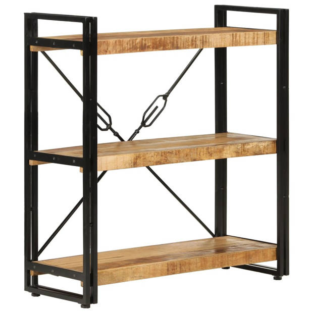 The Living Store Boekenkast Mangohout - 77x30x80 cm - Massief mangohout met ijzeren frame