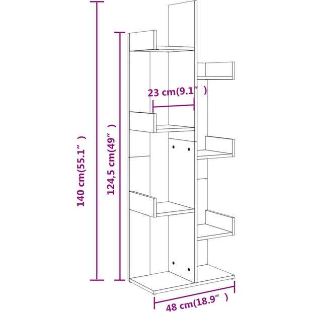 The Living Store Boekenkast - Sonoma eiken - 48 x 25.5 x 140 cm - Stevig en compact