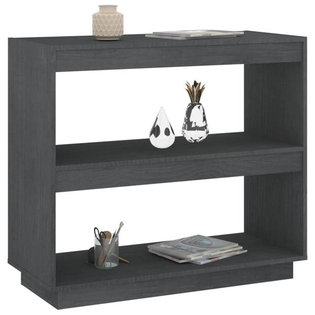 The Living Store Boekenkast Grenenhout Grijs - 80 x 35 x 71 cm - Wandmontage vereist