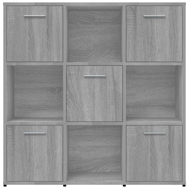 The Living Store Boekenkast Grijs Sonoma Eiken 90x30x90 cm - 9 Vakken - 5 Deuren