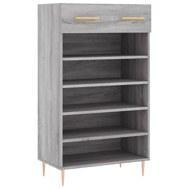 The Living Store Schoenenkast Grijze Sonoma Eiken - 60 x 35 x 105 cm - Duurzaam bewerkt hout en ijzer