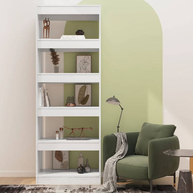 The Living Store Houten Boekenkast - 60 x 30 x 166 cm - Hoogglans Wit