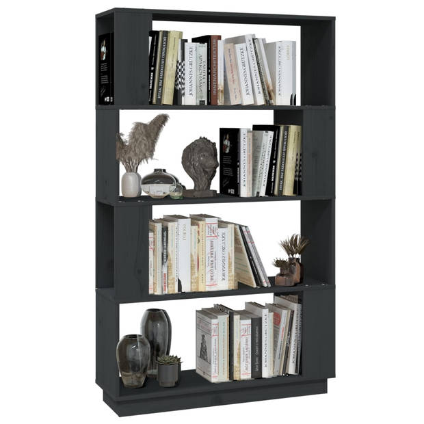 The Living Store Boekenkast - Grenenhout - 80 x 25 x 132 cm - Grijs