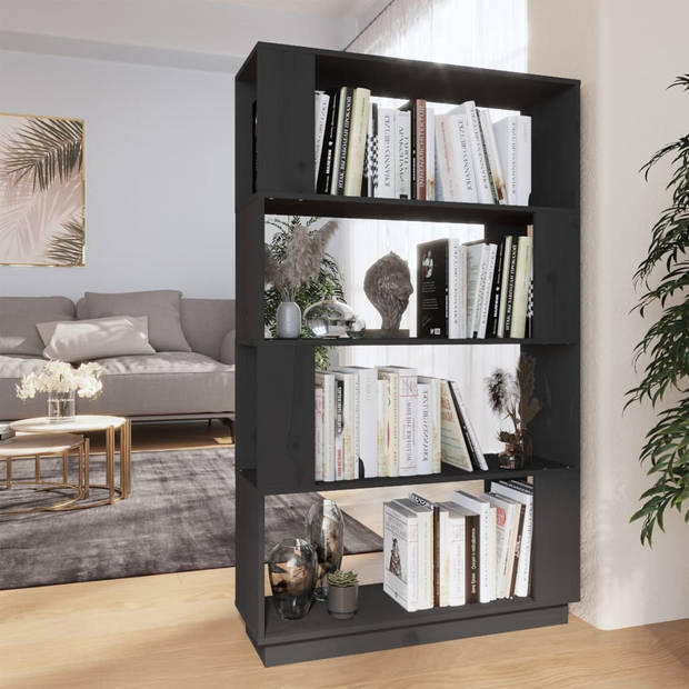 The Living Store Boekenkast - Grenenhout - 80 x 25 x 132 cm - Grijs