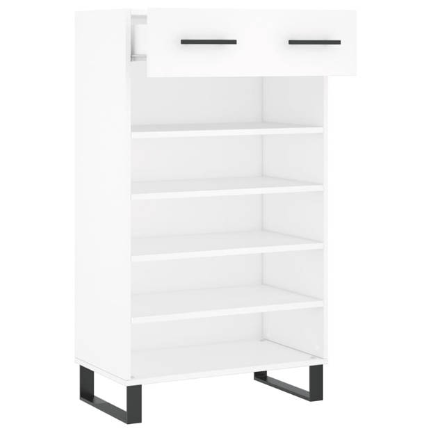 The Living Store Schoenenkast - Hout en IJzer - 60x35x105 cm - Wit