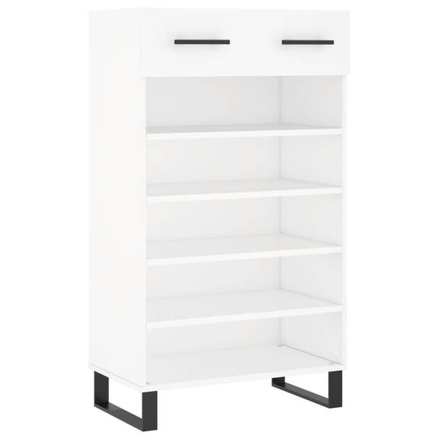 The Living Store Schoenenkast - Hout en IJzer - 60x35x105 cm - Wit