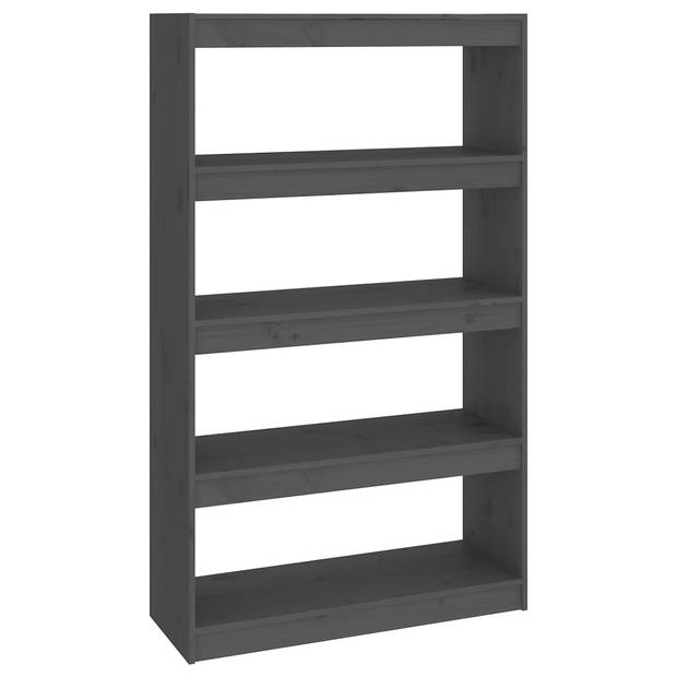 The Living Store Boekenkast - Massief grenenhout - 80 x 30 x 135.5 cm - Grijs