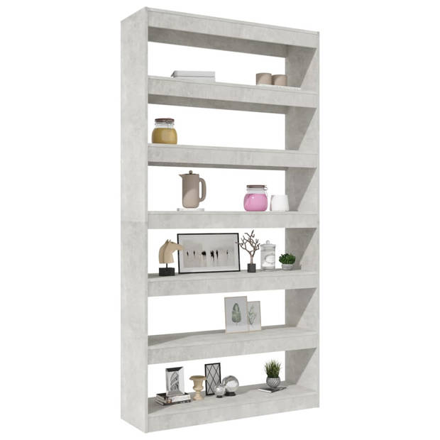 The Living Store Boekenkast Betongrijs 100x30x198 cm - houten kast met opbergruimte