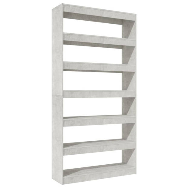 The Living Store Boekenkast Betongrijs 100x30x198 cm - houten kast met opbergruimte