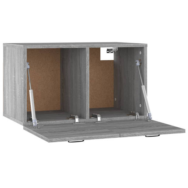 The Living Store Wandkast - Grijs Sonoma Eiken - 60 x 36.5 x 35 cm - 2 Lades