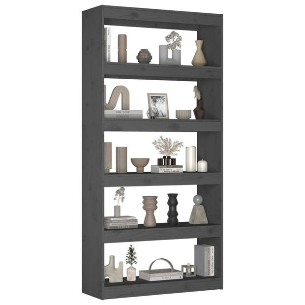 The Living Store Boekenkast - Grenenhout - 80x30x167.4 cm - Grijs