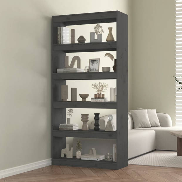 The Living Store Boekenkast - Grenenhout - 80x30x167.4 cm - Grijs