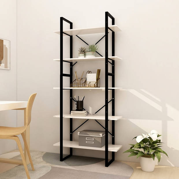 The Living Store Boekenkast - Grenenhout en Metaal - 80 x 30 x 105 cm en 80 x 30 x 70 cm