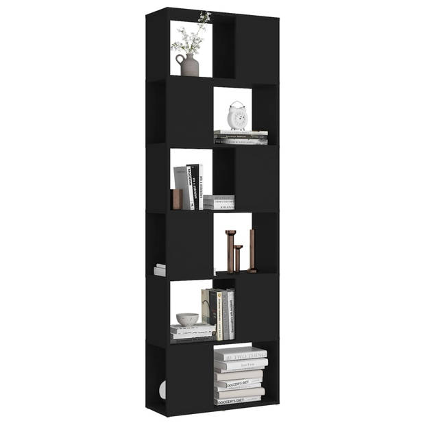 The Living Store Boekenkast Kamerverdeler - 60 x 24 x 186 cm - Zwart