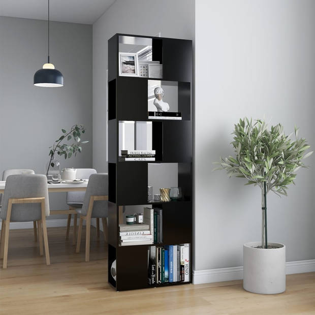 The Living Store Boekenkast Kamerverdeler - 60 x 24 x 186 cm - Zwart