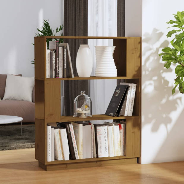 The Living Store Boekenkast - Massief Grenenhout - 80 x 25 x 101 cm - Honingbruin