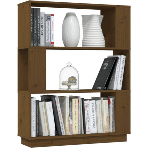 The Living Store Boekenkast - Massief Grenenhout - 80 x 25 x 101 cm - Honingbruin