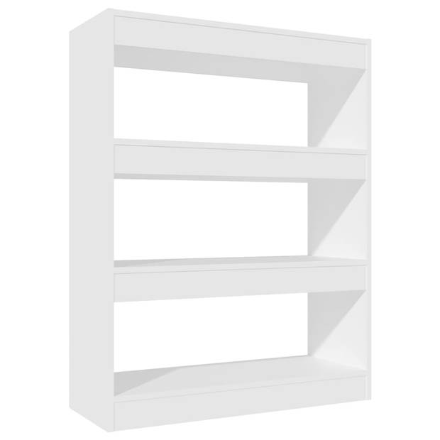 The Living Store Boekenkast - Hout - Wit - 80x30x103 cm - Stabiel - veelzijdig