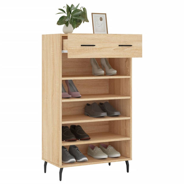 The Living Store Schoenenkast - Eiken - 60 x 35 x 105 cm - Duurzaam materiaal